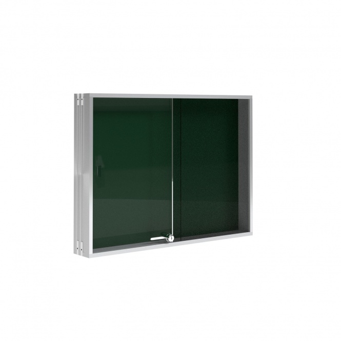 Info-Wandvitrine,  40 cm hoch, 50x5,0 cm (B/T), Rückwand: Stahl grün, 